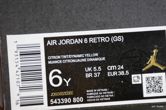 1st Kicks Retro Yellow 543390-800 Jordan Air 6 Floral (GS) Dynamic 0728